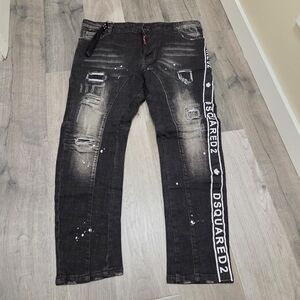 DSQUARED2 100% Cotton Black Distressed Jeans